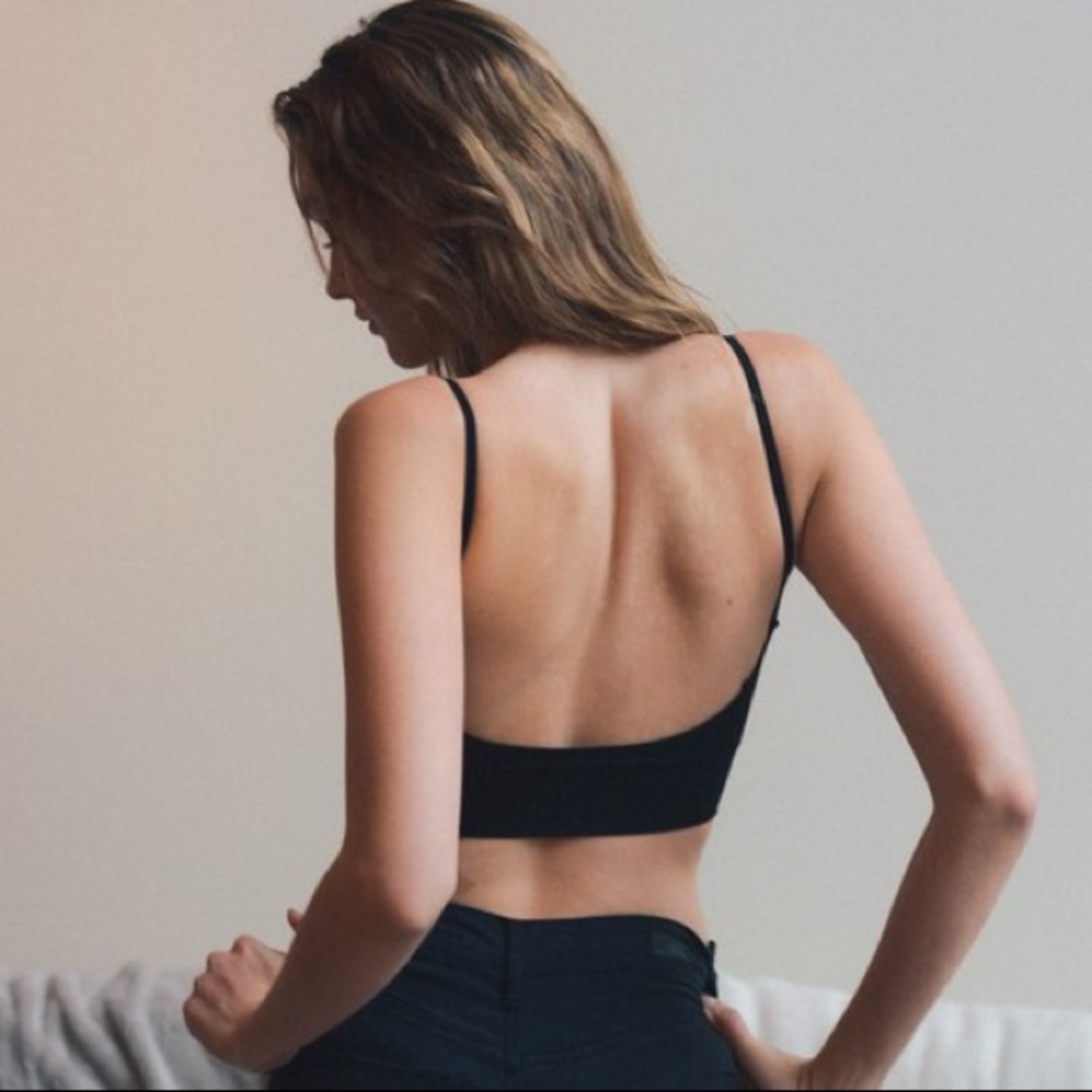 Black Low Back Seamless Bralette - Picture 2 of 3